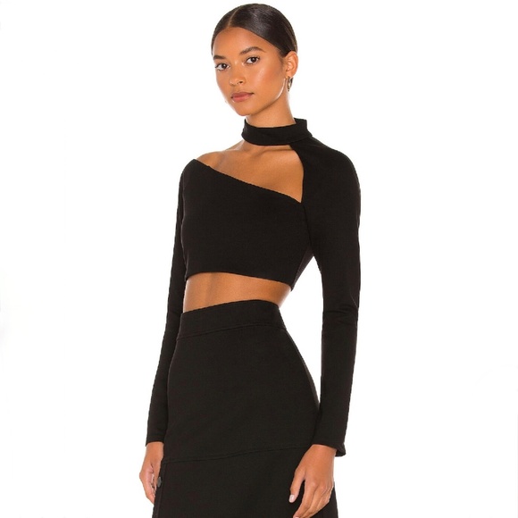 Alexis Black Cut Out Stretch Ponte Asymmetric Crop Top S - Picture 5 of 16